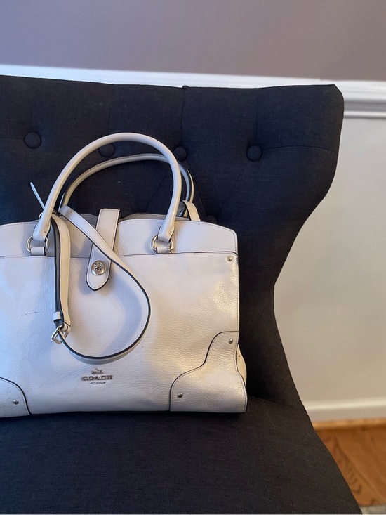 Coach Handbags - Coach Cream Leather Satchel with Double Handles